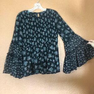 American Eagle big bell sleeve floral sheer top